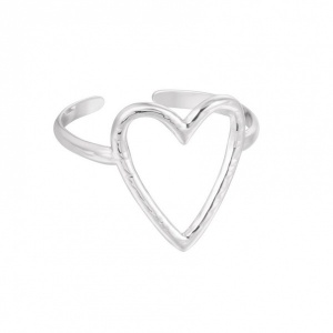 Adjustable Heart Ring - Silver